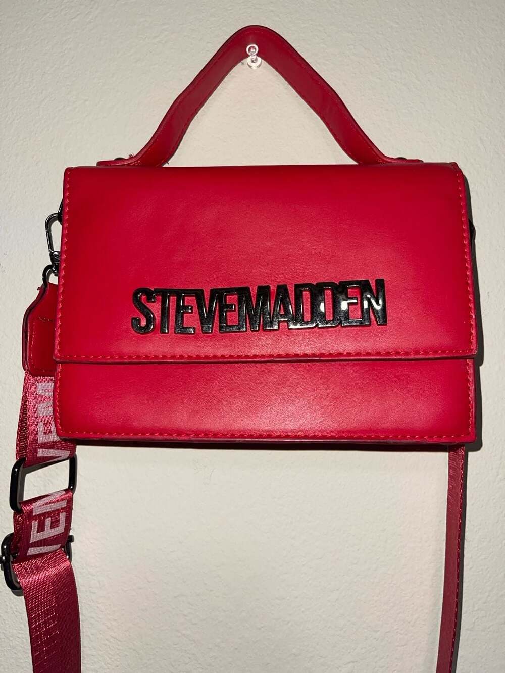 Steve Madden Red Crossbody Bag with Logo Strap